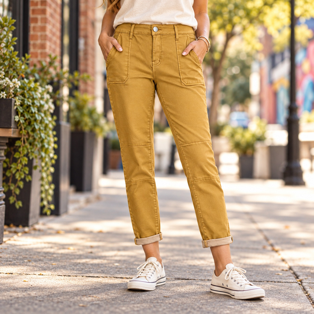 NEW VIP Jeans Street Denim Junior 13/14 Mustard Skinny Cargo Ankle Pants Hipster